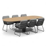 Panama antraciet/Harper Stone Grey dining tuinset | 6 personen | polywood + touw | 260cm