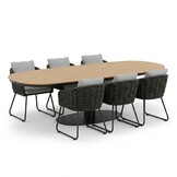 Panama antraciet/Flora Stone Grey dining tuinset | 6 personen | polywood + touw | 260cm