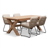 Riga/Harper Sahara Dust dining tuinset | 4 personen | teakhout + touw | 200cm