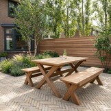 Riga/Harper Sahara Dust dining tuinset | 4 personen | teakhout + touw | 200cm