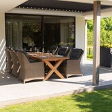 Riga/Harper Sahara Dust dining tuinset | 4 personen | teakhout + touw | 200cm