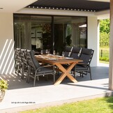Riga/Harper Stone Grey dining tuinset | 4 personen | teakhout + touw | 200cm