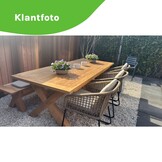 Riga/Harper Stone Grey dining tuinset | 4 personen | teakhout + touw | 200cm