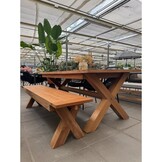 Riga/Harper Stone Grey dining tuinset | 4 personen | teakhout + touw | 200cm