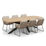 Salo/Harper Sahara Dust dining tuinset | 6 personen | hardhout + touw | 240cm Deens
