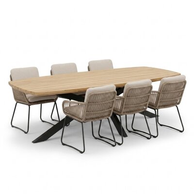 Salo/Harper Sahara Dust dining tuinset | 6 personen | hardhout + touw | 240cm Deens