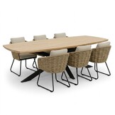 Salo/Flora Sahara Dust dining tuinset | 6 personen | hardhout + touw | 240cm Deens