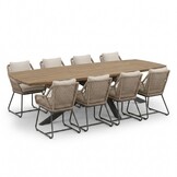 Salo/Portofino Sahara Dust dining tuinset | 8 personen | hardhout + touw | 280cm Deens