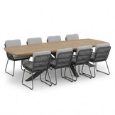 Salo/Harper Stone Grey dining tuinset | 8 personen | hardhout + touw | 280cm Deens