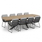 LUX outdoor living Salo/Harper Stone Grey dining tuinset | 8 personen | hardhout + touw | 280cm Deens