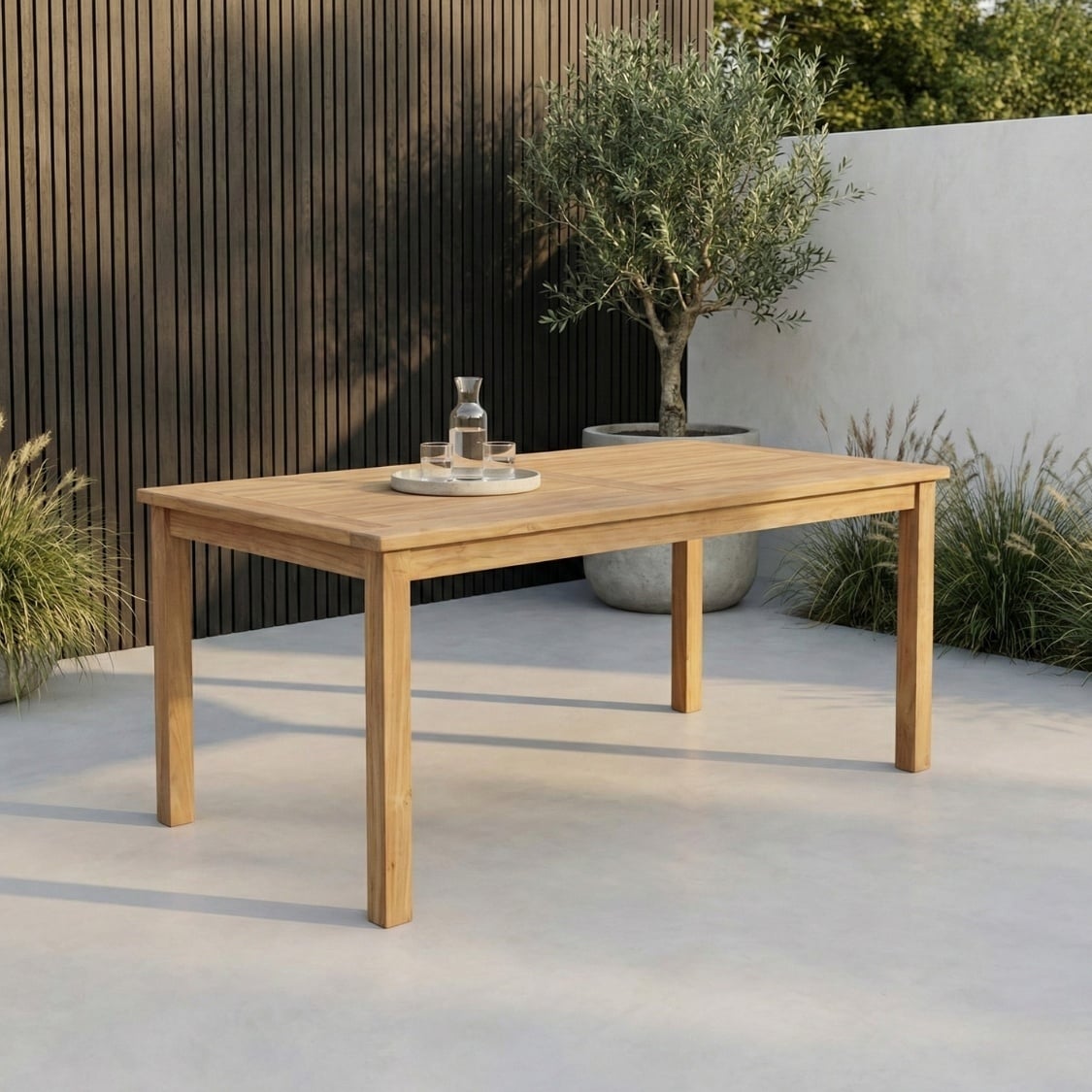 Singapore/Portofino Sahara Dust dining tuinset | 4 personen | teakhout + touw | 150cm