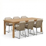 Singapore/Tulum Sahara Dust dining tuinset | 6 personen | teakhout + touw | 200cm