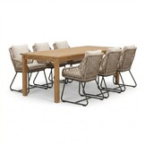 Singapore/Portofino Sahara Dust dining tuinset | 6 personen | teakhout + touw | 200cm