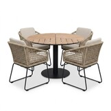Sirena/Tulum Sahara Dust dining tuinset | 4 personen | polywood + touw | Ø120cm