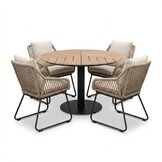 Sirena/Portofino Sahara Dust dining tuinset | 4 personen | polywood + touw | Ø120cm