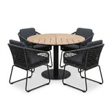 Sirena/Tulum Lava Grey dining tuinset | 4 personen | polywood + touw | Ø120cm