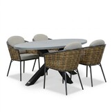 Stockholm/Lucca dining tuinset | 4 personen | polystone + wicker | 200cm
