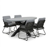 Stockholm/Gianna Stone Grey dining tuinset | 4 personen | polystone + touw | 200cm