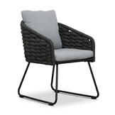 Stockholm/Flora Stone Grey dining tuinset | 4 personen | polystone + touw | 200cm