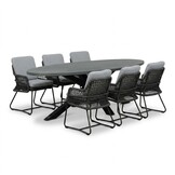 Stockholm/Gianna Stone Grey dining tuinset | 6 personen | polystone + touw | 240cm