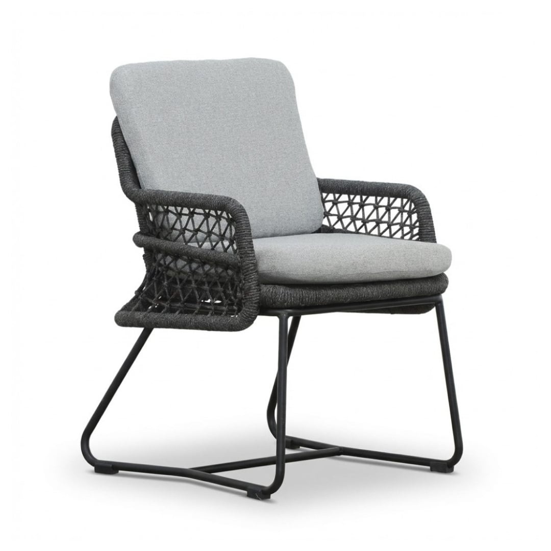 Stockholm/Gianna Stone Grey dining tuinset | 6 personen | polystone + touw | 240cm