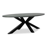 Stockholm/Flora Stone Grey dining tuinset | 6 personen | polystone + touw | 240cm