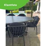 Stockholm/Flora Stone Grey dining tuinset | 6 personen | polystone + touw | 240cm