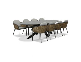 Stockholm/Lucca dining tuinset | 8 personen | polystone + wicker | 280cm