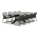 Stockholm/Gianna Stone Grey dining tuinset | 8 personen | polystone + touw | 280cm