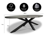 Stockholm/Flora Stone Grey dining tuinset | 8 personen | polystone + touw | 280cm