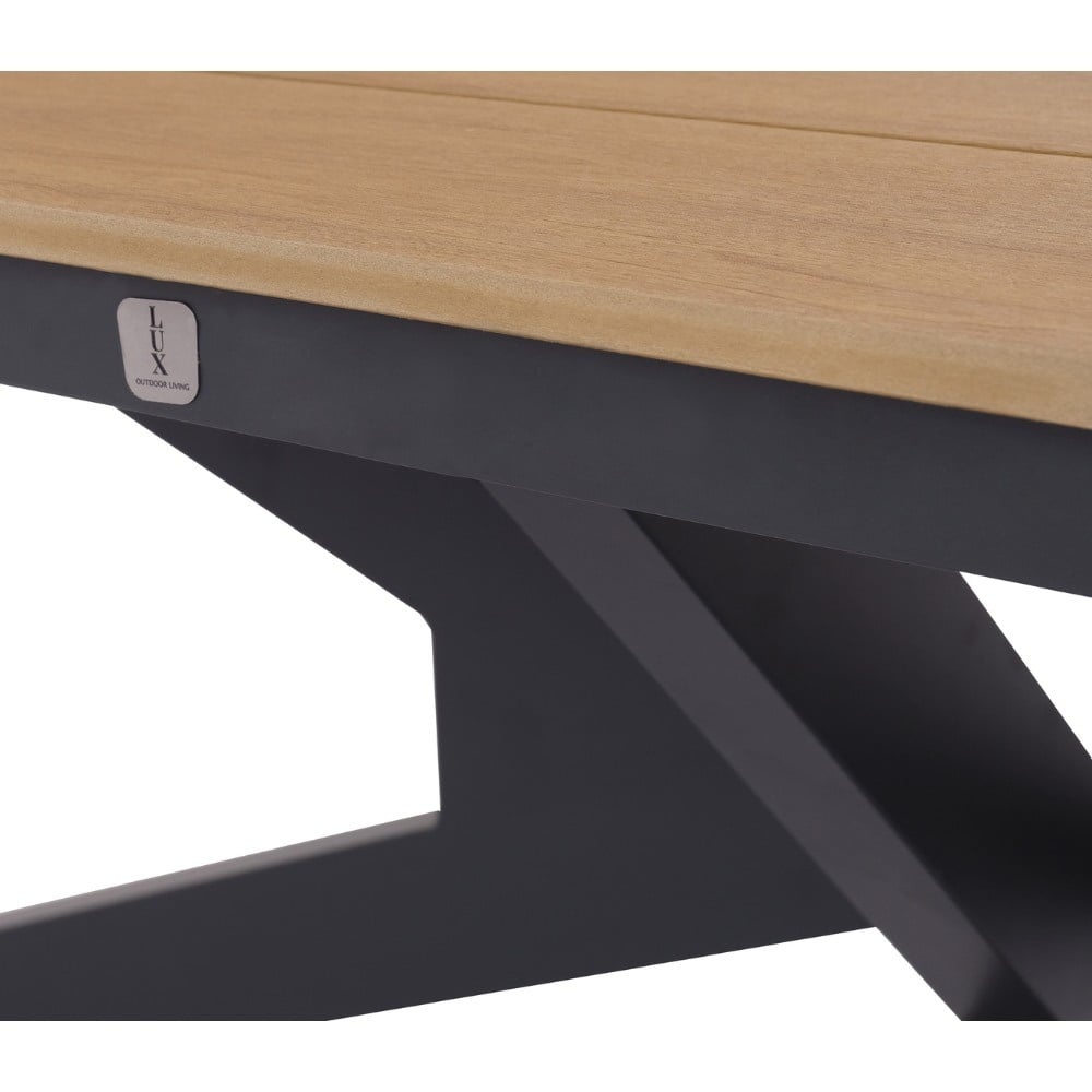 Texas antraciet/Lexis Stone Grey dining tuinset | 6 personen | polywood + touw | 260cm