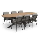 Texas antraciet/Alicante antraciet dining tuinset | 6 personen | polywood + wicker | 260cm