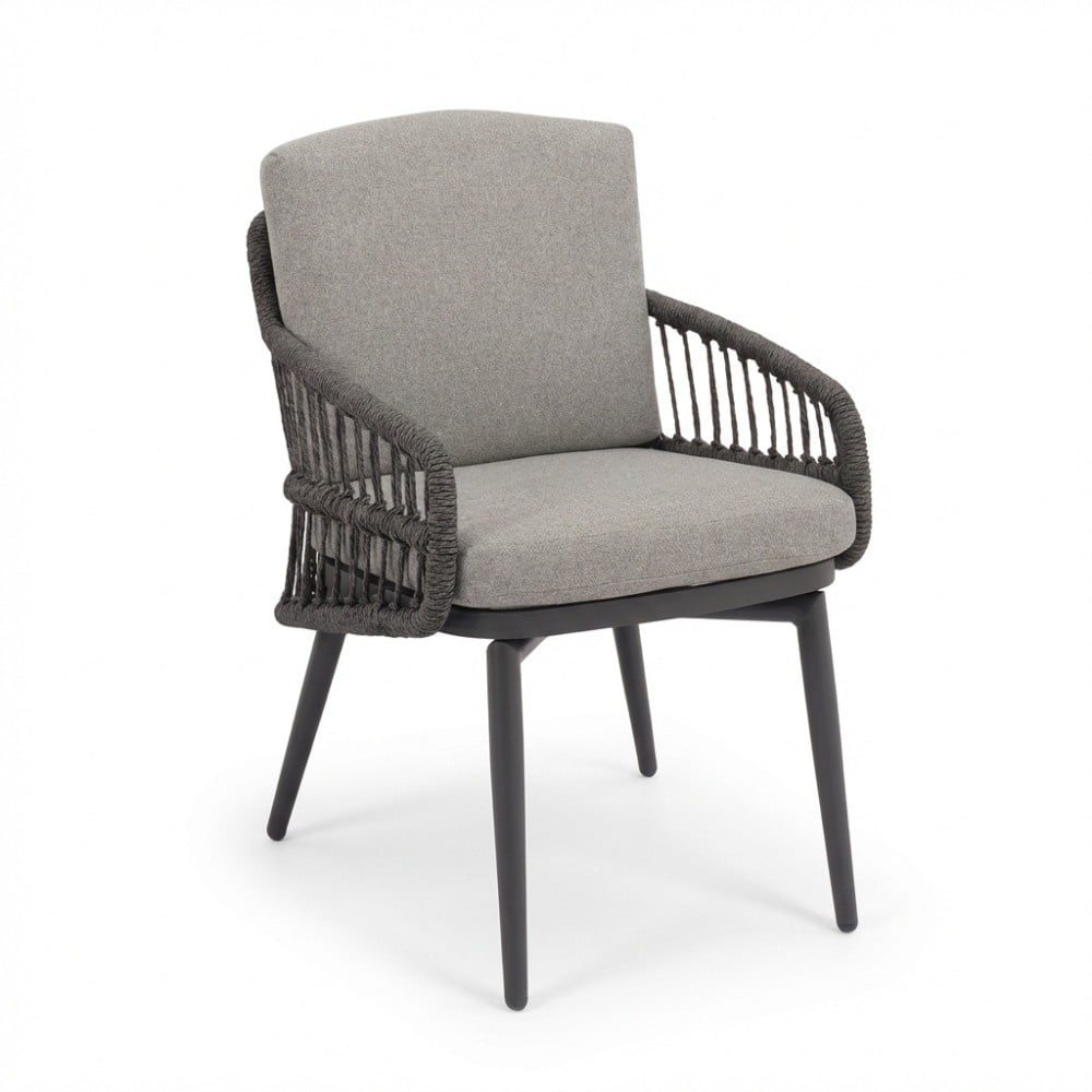 Texas antraciet/Alicante antraciet dining tuinset | 6 personen | polywood + wicker | 260cm