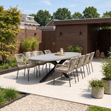 Stockholm/Seville zand dining tuinset | 8 personen | betonlook + touw | 280cm ovaal