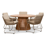Palau/Harper Sandstone dining tuinset | 5 personen | teakhout + touw | 140cm