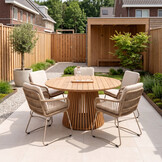 Palau/Harper Sandstone dining tuinset | 5 personen | teakhout + touw | 140cm