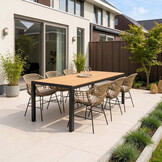 Manchester Natural/Charlotte dining tuinset | 6 personen | polywood + wicker | 205cm