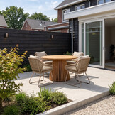 Palau/Portofino Sandstone dining tuinset | 4 personen | teakhout + touw | Ø120cm rond