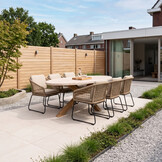 Lorento/Tulum Sahara Dust dining tuinset | 6 personen | travertin + touw | 240cm