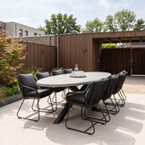 Stockholm/Portofino zwart dining tuinset | 8 personen | betonlook + touw | 280cm