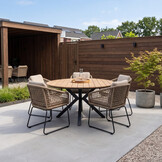 Cervo Natural/Tulum Sahara Dust dining tuinset | 5 personen | polywood + touw | 144cm rond