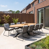 Cleve/Portofino Stone Grey dining tuinset | 8 personen | teakhout + touw | 280cm ovaal