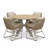 Calgary/Portofino Sandstone dining tuinset | 4 personen | polywood + touw | 120cm rond
