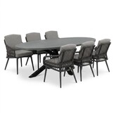 Stockholm/Alicante antraciet dining tuinset | 6 personen | polystone + wicker | 240cm