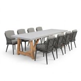 Veltis/Vedra antraciet dining tuinset | 8 personen | polystone + touw | 300cm