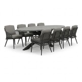 Stockholm/Vedra antraciet dining tuinset | 8 personen | polystone + touw | 280cm
