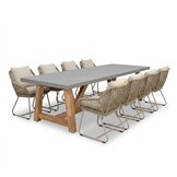 Veltis/Portofino Sandstone dining tuinset | 10 personen | polystone + touw | 350cm