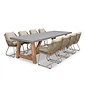 BUITEN living Veltis/Portofino Sandstone dining tuinset | 10 personen | polystone + touw | 350cm