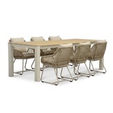 Manhattan beige/Portofino Sandstone dining tuinset | 6 personen | polywood + touw | 240cm