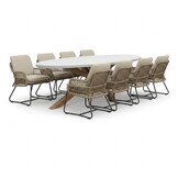 Livorno/Gianna Sahara Dust dining tuinset | 8 personen | polystone + touw | 280cm
